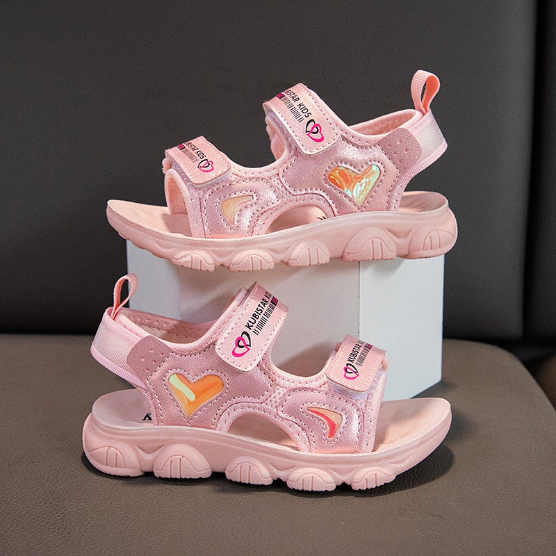 Children'S Open Toe Sandals 2025 Girls' Soft Sole Lightweight Non-Slip Fashionable Middle And Big Children'S Leisure Beach Cool - Image 4