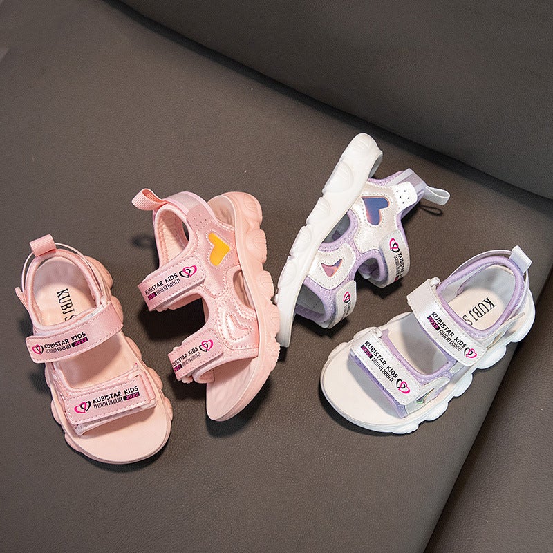 Children'S Open Toe Sandals 2025 Girls' Soft Sole Lightweight Non-Slip Fashionable Middle And Big Children'S Leisure Beach Cool - Image 2