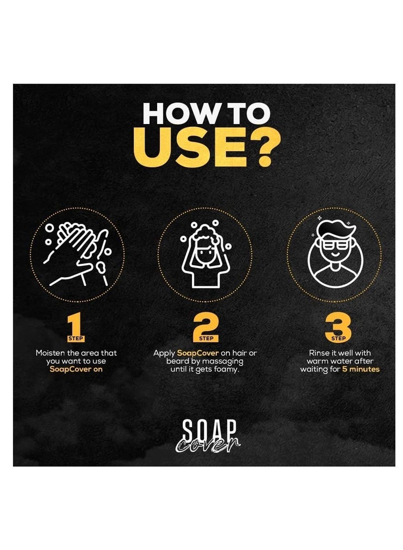 Black Soap شامبو تغطية الشعر الرمادي من بلاك سوب 50 جرام، صابون لتغميق الشعر بمستخلصات عشبية نباتية لنمو الشعر وحل خالٍ من الصبغة للشعر الرمادي - Image 5