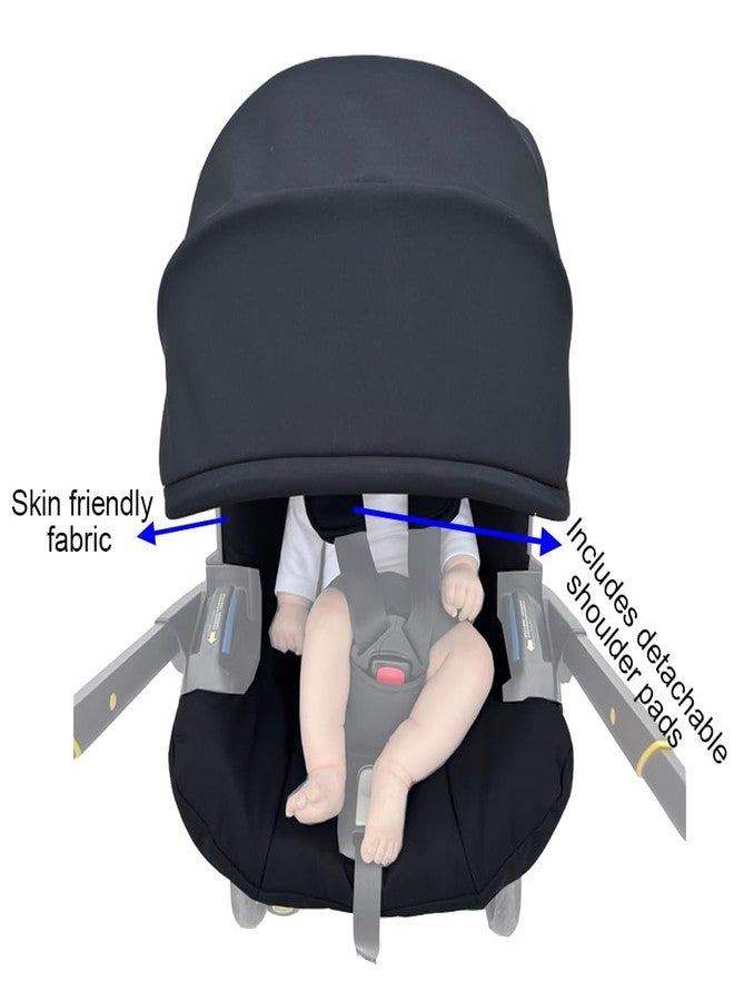 Feliliber Stroller Accessory Washing Kit Textile Set, Colorful Canopy & Water Resistance Soft Cushion Compatible with DOONA Strollers (Fashion Black) - Image 4