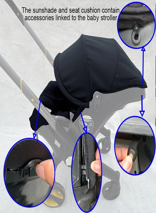 Feliliber Stroller Accessory Washing Kit Textile Set, Colorful Canopy & Water Resistance Soft Cushion Compatible with DOONA Strollers (Fashion Black) - Image 3
