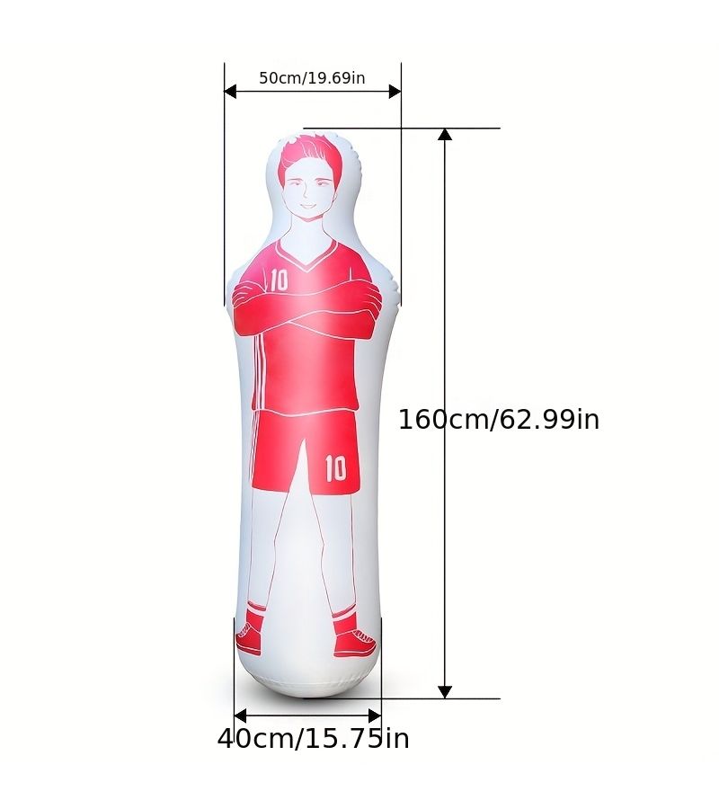 Red 62.99 Inch Adult Inflatable Football Training Goal Keeper Solo Soccer Trainer Air Dummy Tool PVC Wall Kick Defender - Image 2