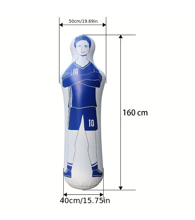 Red 62.99 Inch Adult Inflatable Football Training Goal Keeper Solo Soccer Trainer Air Dummy Tool PVC Wall Kick Defender - Image 3