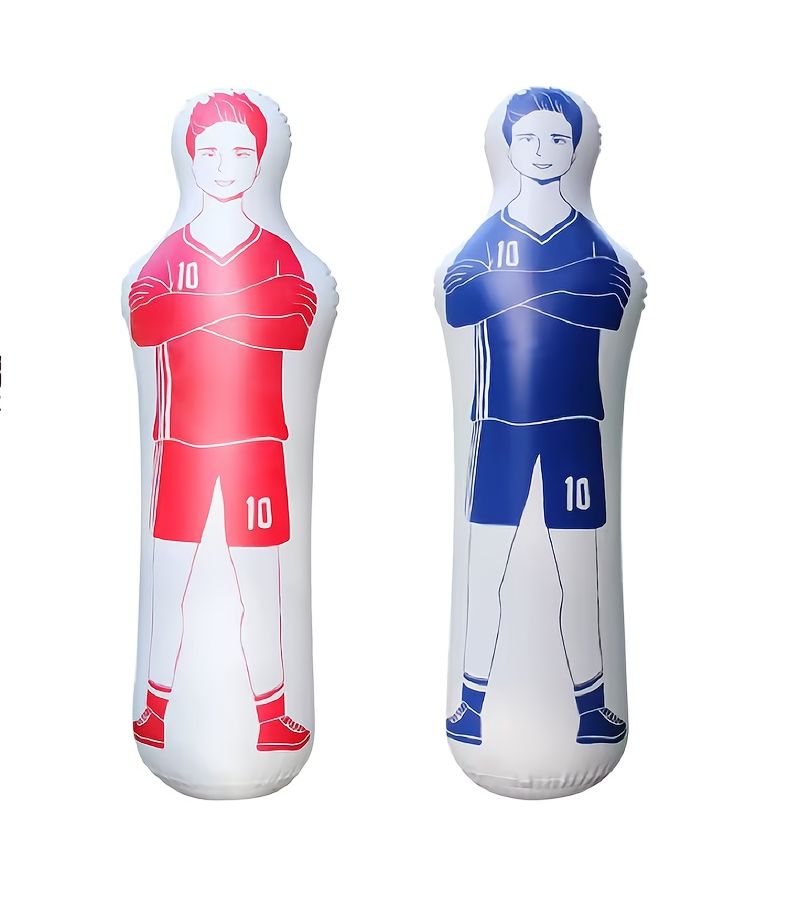 Red 62.99 Inch Adult Inflatable Football Training Goal Keeper Solo Soccer Trainer Air Dummy Tool PVC Wall Kick Defender - Image 1