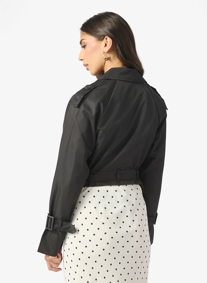 جاكيت ترنش قصير بحزام