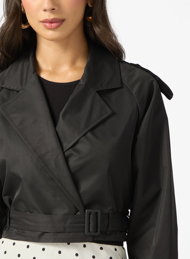 جاكيت ترنش قصير بحزام