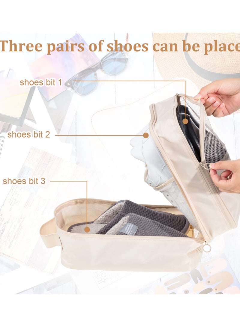 SOLARAE 3-Pack Waterproof Shoe Bags for Travel, Foldable Shoe Storage Pouch Organizer, Holds 3 Pairs of Shoes, Perfect for Daily Use, Beige - Image 4