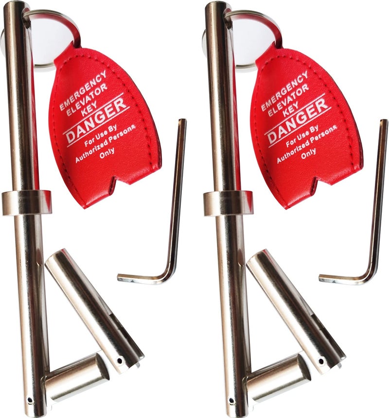 YnFag Double Drop Leg Elevator Door Key 2 Pack Solid Carbon Steel Folding Steel Rod Surface Plating Silver