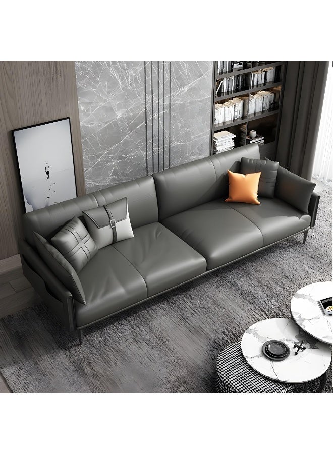 Comfynest Comfynest Contemporary Genuine Leather Square Arm Sofa Standard Sofa For Living Room, Sponge Seat Filling - 90.17X85.09X78.74CM  - Image 1
