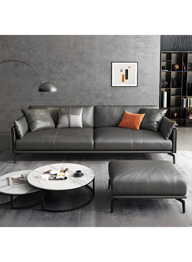 Comfynest Comfynest Contemporary Genuine Leather Square Arm Sofa Standard Sofa For Living Room, Sponge Seat Filling - 90.17X85.09X78.74CM  - Image 2