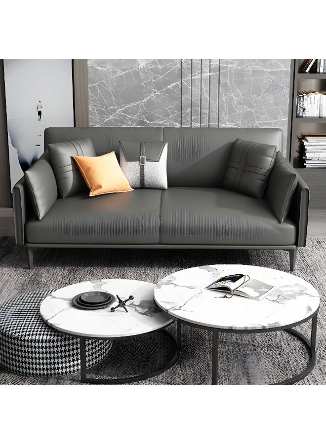 Comfynest Comfynest Contemporary Genuine Leather Square Arm Sofa Standard Sofa For Living Room, Sponge Seat Filling - 90.17X85.09X78.74CM  - Image 3