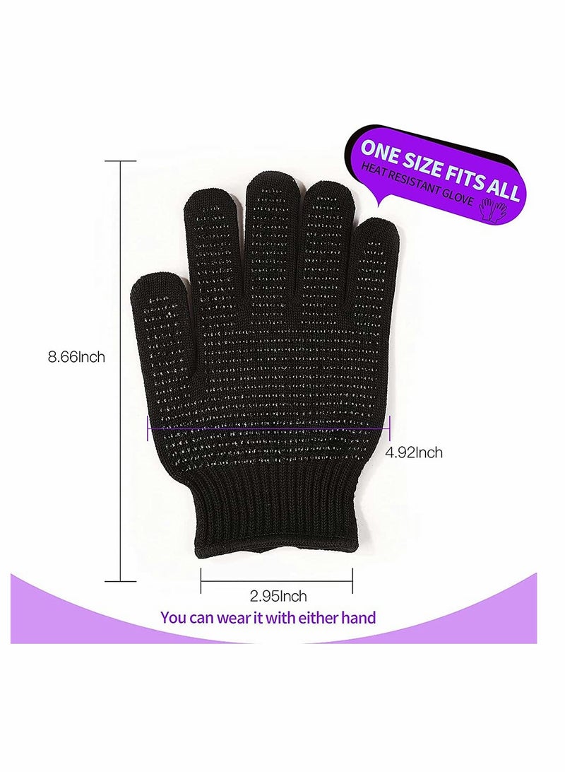 KASTWAVE Heat Resistant Gloves Silicone Non Slip Gloves for Hair Styling Fit for All Hand Size, DELFINO Professional Heat Resistant Mitts For Hot Hair Styling Curling Iron Wand Flat Iron Hair Straightener - Image 2