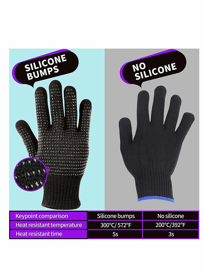 KASTWAVE Heat Resistant Gloves Silicone Non Slip Gloves for Hair Styling Fit for All Hand Size, DELFINO Professional Heat Resistant Mitts For Hot Hair Styling Curling Iron Wand Flat Iron Hair Straightener - Image 3
