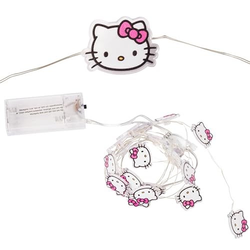 Silver Buffalo Hello Kitty Face with Pink Bow 20ct Decorative String Lights 7 Feet Long Battery Powered Batteries Not Included Pink LED Indoor Use Only - Image 1