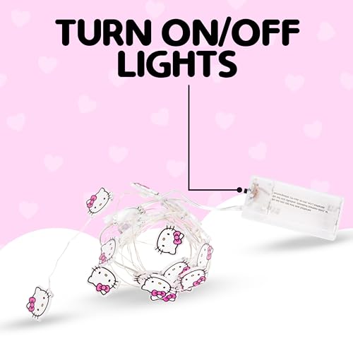 Silver Buffalo Hello Kitty Face with Pink Bow 20ct Decorative String Lights 7 Feet Long Battery Powered Batteries Not Included Pink LED Indoor Use Only - Image 3