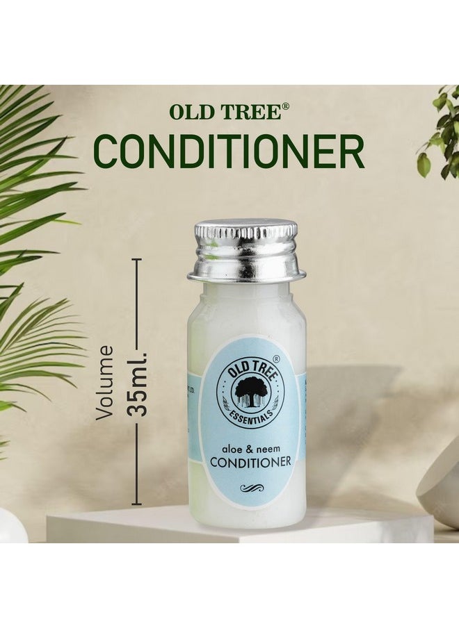أولد تري مجموعة أدوات العناية بالشعر من Old Tree Neem & Aloevera سعة 35 مل - (مجموعة من 50 قطعة) | مجموعة بلسم بحجم مناسب للسفر والفنادق وبيوت الضيافة | وسائل الراحة والإكسسوارات الفندقية للشعر الجاف والمتطاير  - Image 3