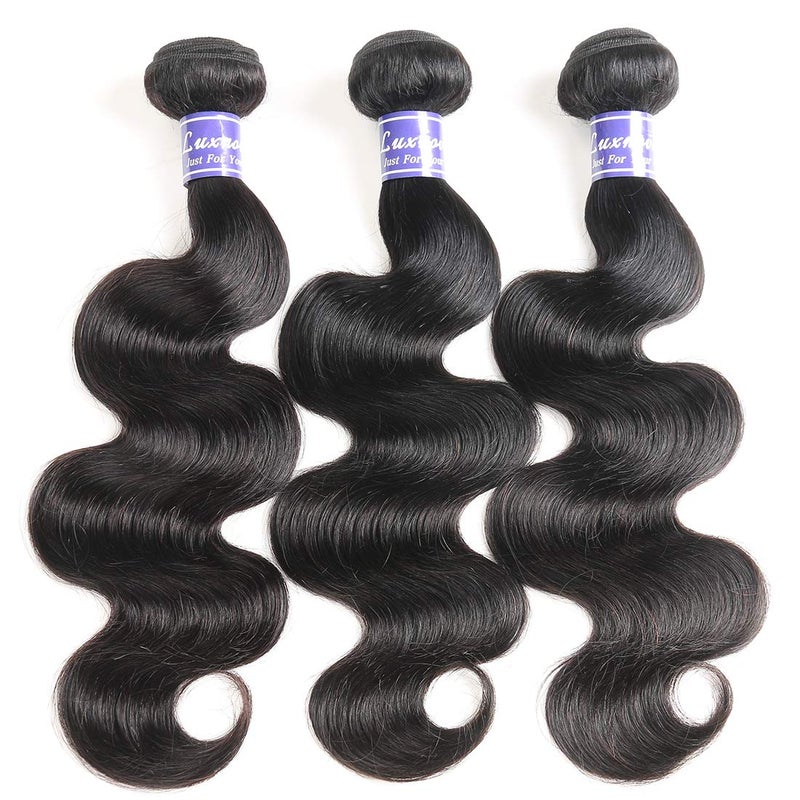 Luxnovolex Brazilian Hair Bundles Body Wave Unprocessed 100 Human Hair Bundles Brazilian Virgin Short Human Hair Extensions 300g