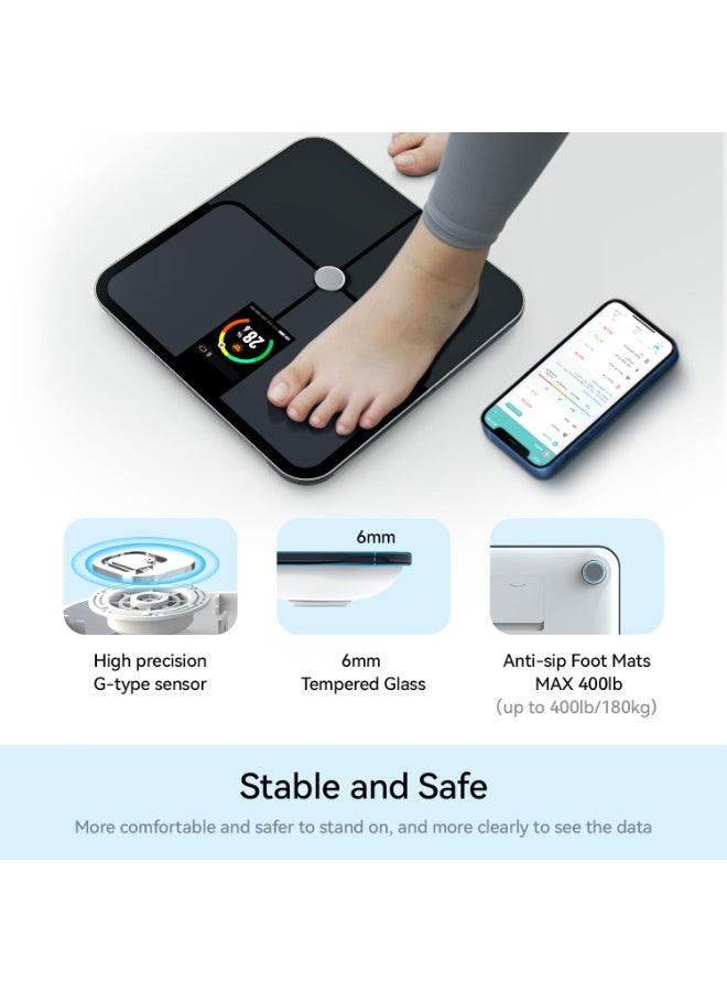 ميزان ذكي، مقياس دقيق لنسبة الدهون في الجسم مع شاشة LCD TFT، ميزان حمام لوزن الجسم، ميزان وزن رقمي بتقنية البلوتوث مع 16 مؤشرًا لتكوين الجسم وتطبيق لياقة بدنية - Image 5