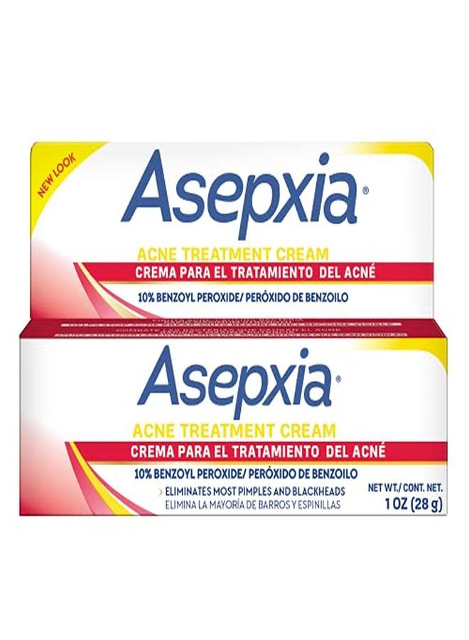 Asepxia كريم علاج البثور لعلاج حب الشباب والرؤوس السوداء مع 10% بنزويل بيروكسايد، 1 أونصة - Image 1
