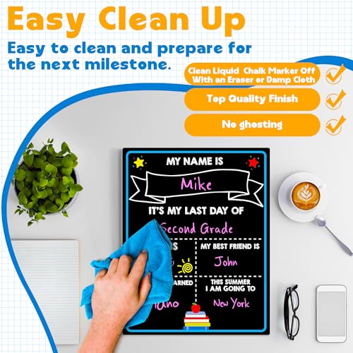 Melisheer First Day of School Chalkboard, Reusable Back to School Sign, 14 x 11 in Beautiful Double Sized First Day of School Board, Paper Preschool Signs for Kids - Image 4