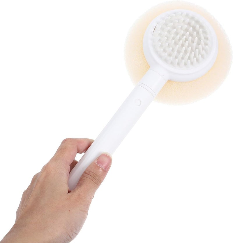 Long Handle Shower Back Brush with Beige Sponge Body Scrubber for Bathing and Exfoliating Suitable for Men and Women - Image 2