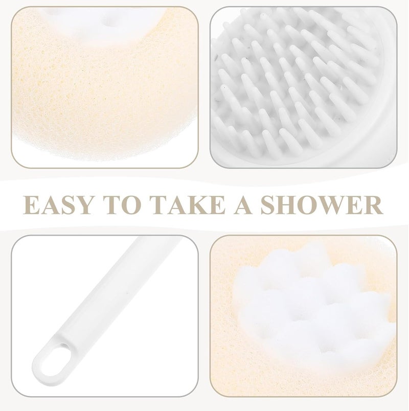 Long Handle Shower Back Brush with Beige Sponge Body Scrubber for Bathing and Exfoliating Suitable for Men and Women - Image 1