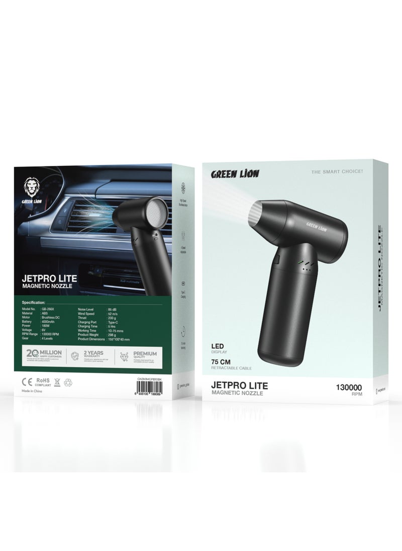 GREEN LION - Jet Force Air Blower / Powerful and Efficient Cleaning Tool / Low Noise Air Duster with Brushes / Cleaning Electronics/Workspaces and Car Interiors - Black - Image 1
