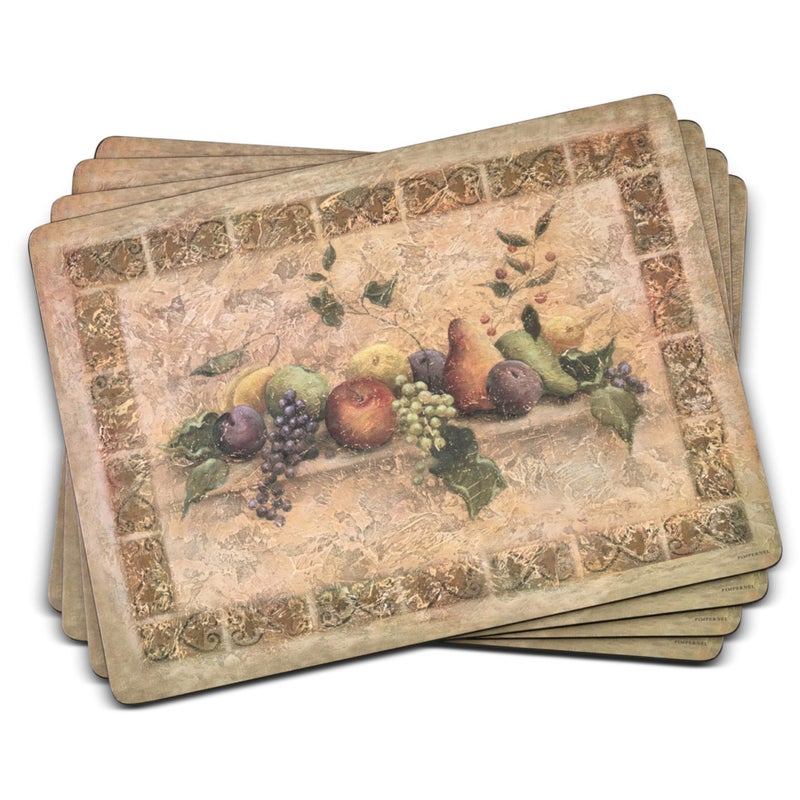 Pimpernel Pimpernel Tuscan Palette Placemats  Set of 4 CorkBacked Table Mats with Rustic Mediterranean Art Heat Resistant  Easy to Clean for Everyday Dining  Special Occasions 