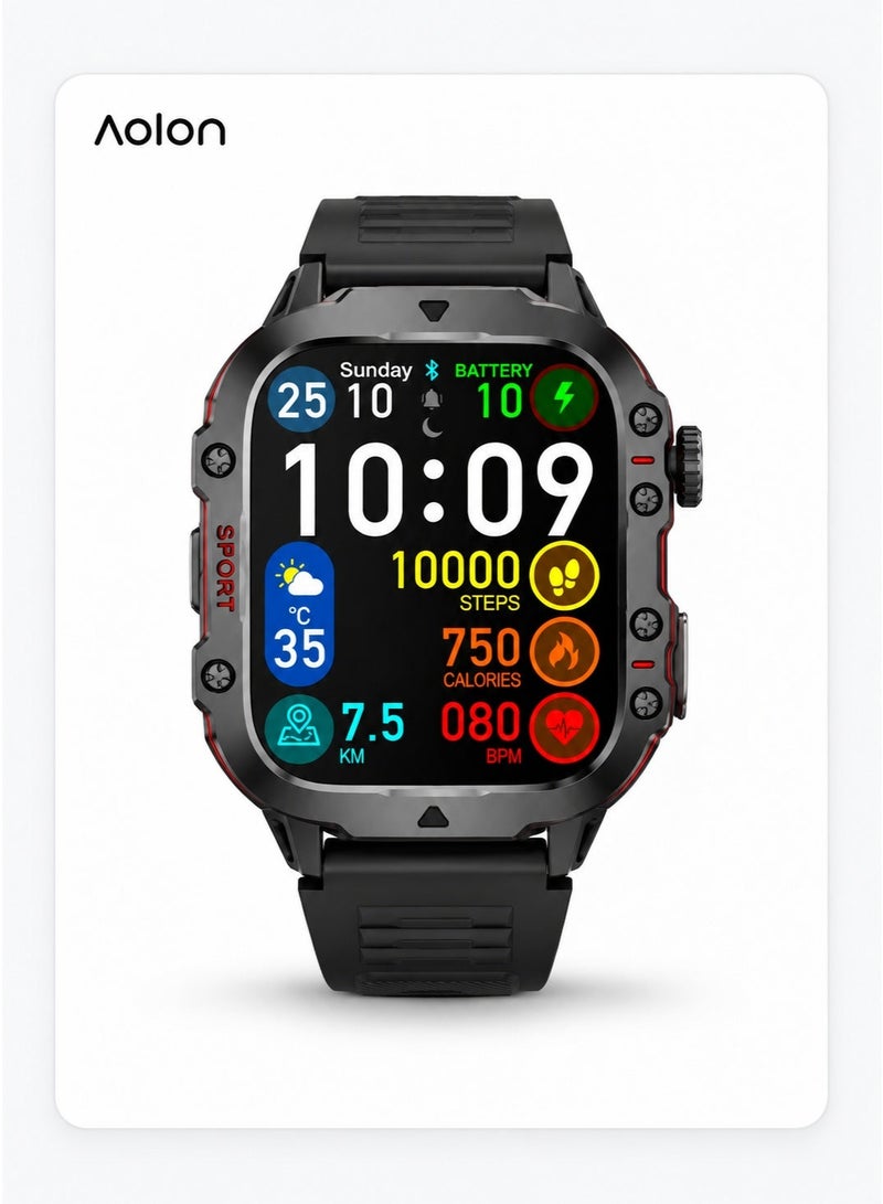 AOLON Smart Watch — 1.96" TFT Touchscreen, Bluetooth 5.2 Calling, Heart Rate / Oxygen / Blood Pressure / Sleep Monitor, 420mAh Battery 7–10 Days, Magnetic Charging, IP68 Waterproof, Zinc Alloy, GloryFit App - Image 4