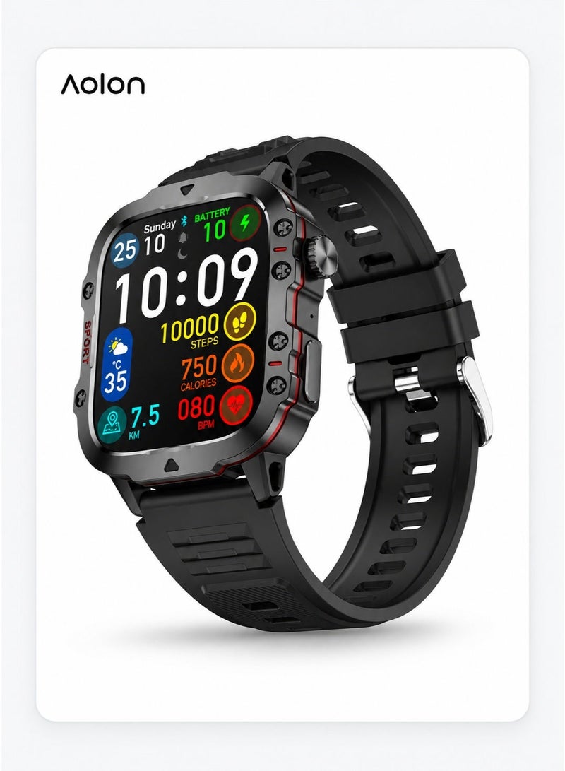 AOLON Smart Watch — 1.96" TFT Touchscreen, Bluetooth 5.2 Calling, Heart Rate / Oxygen / Blood Pressure / Sleep Monitor, 420mAh Battery 7–10 Days, Magnetic Charging, IP68 Waterproof, Zinc Alloy, GloryFit App - Image 5