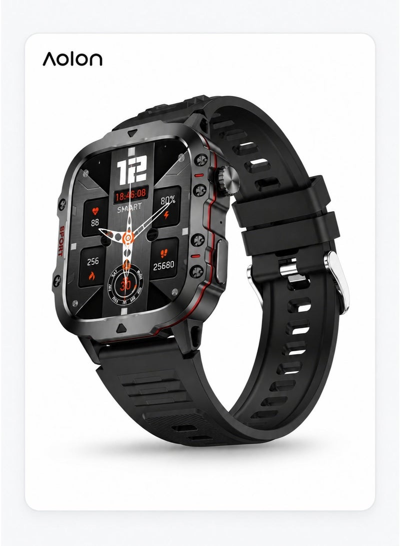 AOLON Smart Watch — 1.96" TFT Touchscreen, Bluetooth 5.2 Calling, Heart Rate / Oxygen / Blood Pressure / Sleep Monitor, 420mAh Battery 7–10 Days, Magnetic Charging, IP68 Waterproof, Zinc Alloy, GloryFit App - Image 1