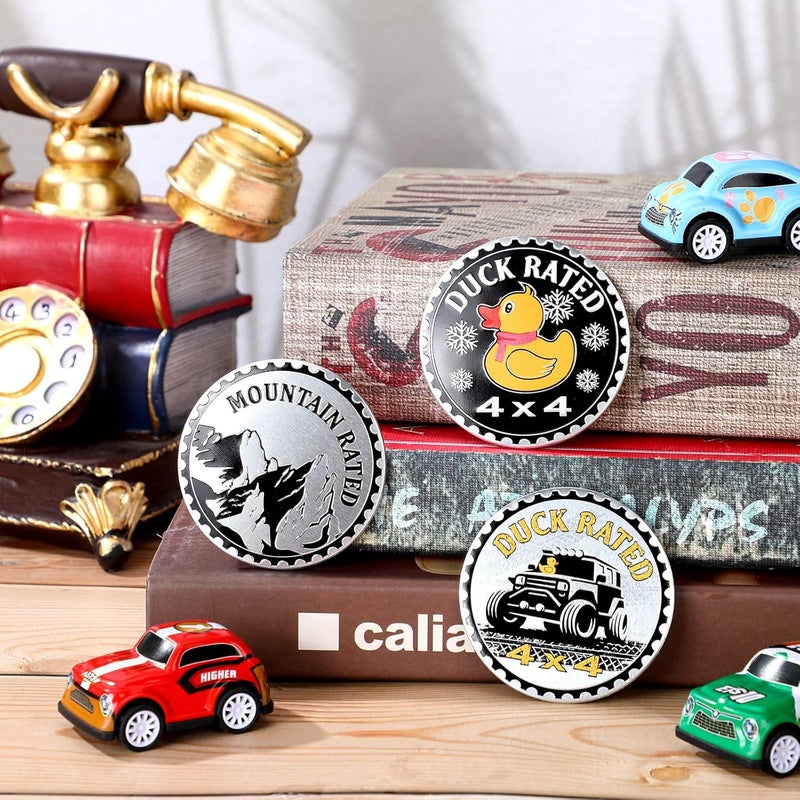 Oudain 3 Pcs Duck Badge Rated Car Emblem 4 x 4 Metal Automotive Badge 3D Metal Car Badges Emblems Round Emblem Decals Car Badge Decals Stickers with Vehicles Cars Trucks SUV RV Decoration - Image 4
