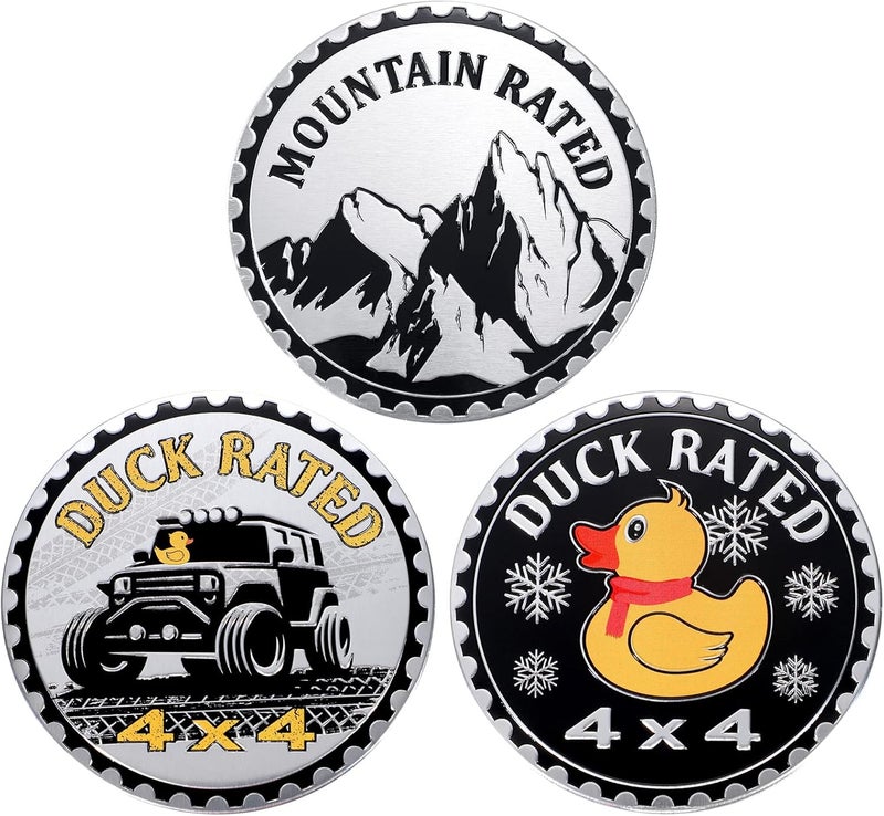 Oudain 3 Pcs Duck Badge Rated Car Emblem 4 x 4 Metal Automotive Badge 3D Metal Car Badges Emblems Round Emblem Decals Car Badge Decals Stickers with Vehicles Cars Trucks SUV RV Decoration - Image 1