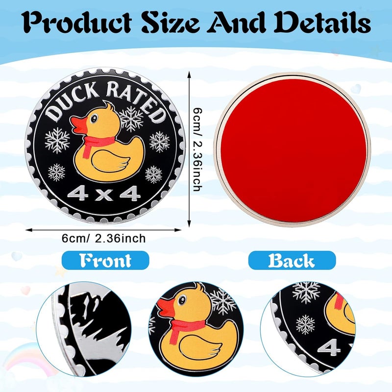 Oudain 3 Pcs Duck Badge Rated Car Emblem 4 x 4 Metal Automotive Badge 3D Metal Car Badges Emblems Round Emblem Decals Car Badge Decals Stickers with Vehicles Cars Trucks SUV RV Decoration - Image 2
