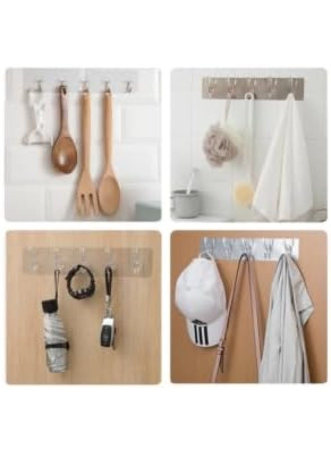 خطاف مثبت على الحائط مزود بـ 6 خطافات ذاتية اللصق لتعليق الملابس وأدوات المطبخ وأدوات الحمام. - Image 3