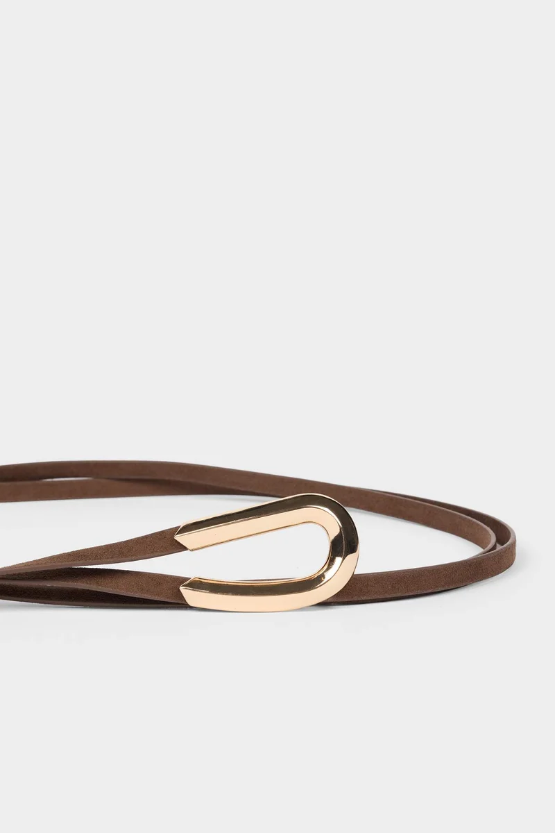 ديفاكتو Woman Rectangle Clasp Faux Leather Classic Belt