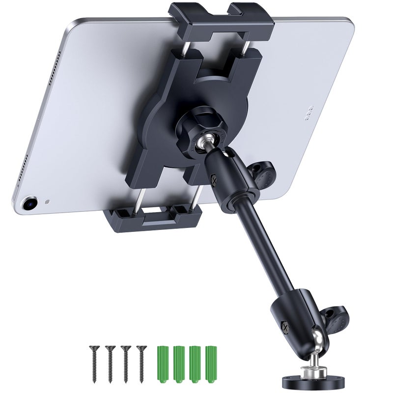CreaDream Aluminum Tablet Mount for Truck, Tablet Holder for Car, Angle Adjustable with Drill Base, iPad Car Holder for Dashboard, Wall, Boat, Vehicle, Compatible with 4.7"-13" Tablets, iPads, Phones - Image 1