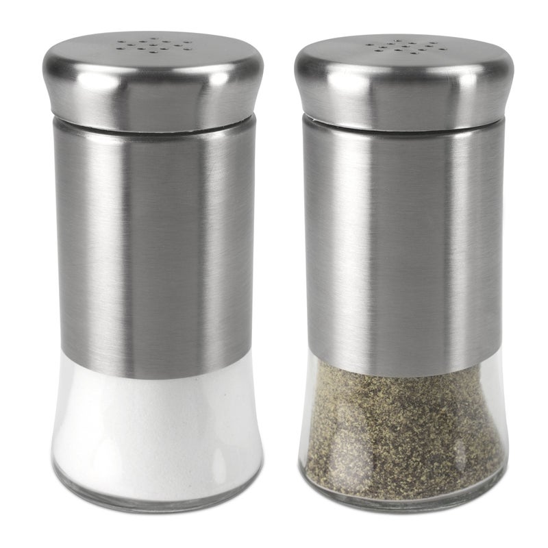 Home Basics Home Basics 2 Piece Essence Salt  Pepper Shaker Multicolored Silver 