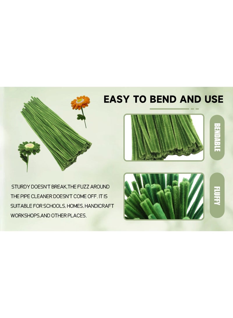 Green Pipe Cleaner Craft Set,Thick Fuzzy Chenille Stem,Pipe Cleaners for DIY Craft Projects and Decorations(100 Pieces) - Image 5