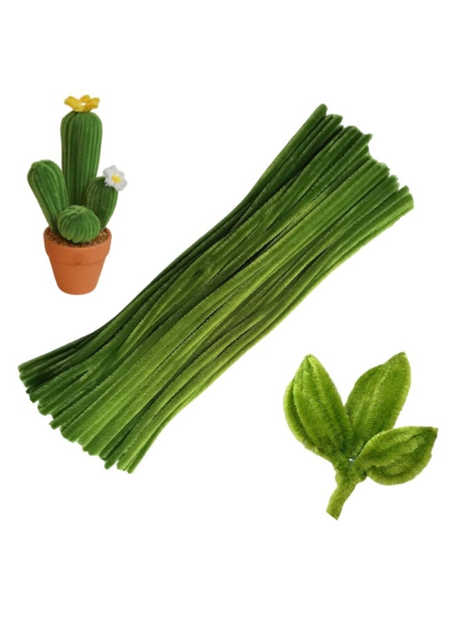 Green Pipe Cleaner Craft Set,Thick Fuzzy Chenille Stem,Pipe Cleaners for DIY Craft Projects and Decorations(100 Pieces) - Image 1