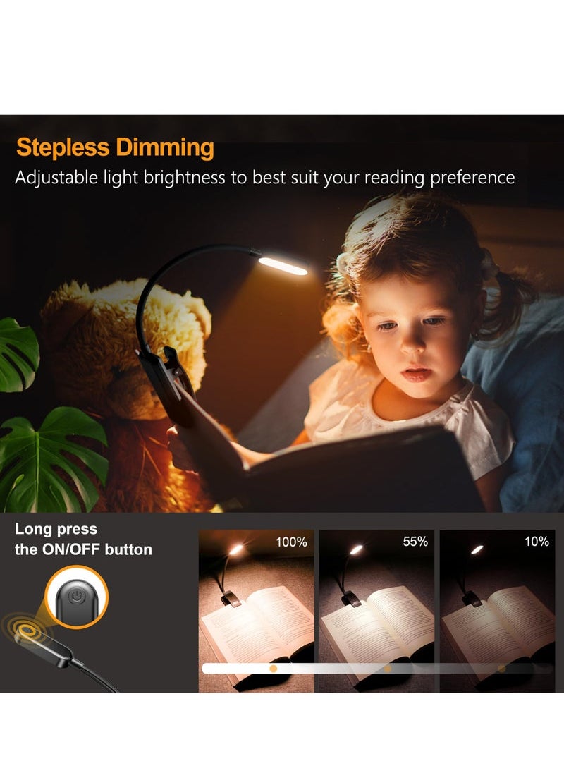 Captaintech 9 LED Rechargeable Book Light for Reading in Bed - Eye Caring 3 Color Temperatures, Stepless Dimming Brightness,80Hrs Runtime,Lightweight Flexible Clip On Book Light for Book Lovers,Kids  - Image 3