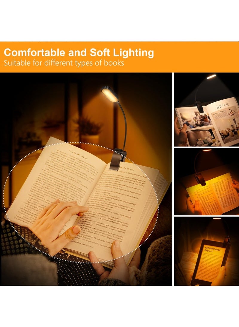 Captaintech 9 LED Rechargeable Book Light for Reading in Bed - Eye Caring 3 Color Temperatures, Stepless Dimming Brightness,80Hrs Runtime,Lightweight Flexible Clip On Book Light for Book Lovers,Kids  - Image 4