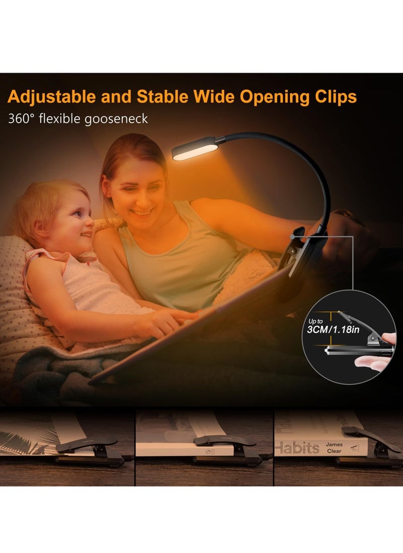 Captaintech 9 LED Rechargeable Book Light for Reading in Bed - Eye Caring 3 Color Temperatures, Stepless Dimming Brightness,80Hrs Runtime,Lightweight Flexible Clip On Book Light for Book Lovers,Kids  - Image 5