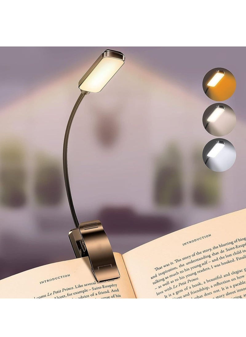 Captaintech 9 LED Rechargeable Book Light for Reading in Bed - Eye Caring 3 Color Temperatures, Stepless Dimming Brightness,80Hrs Runtime,Lightweight Flexible Clip On Book Light for Book Lovers,Kids  - Image 1