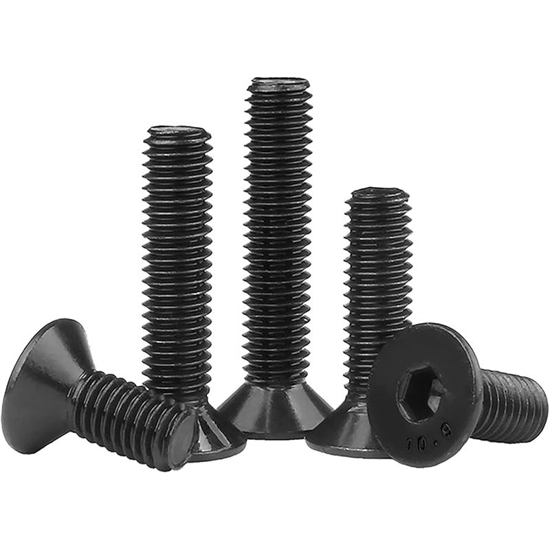 HanTof Set of 100 M5 X 8/12/16/20/30 Mm Hex Flat Head Screws with Allen Wrench, Grade 10.9 Alloy Steel with Black Oxide Finish, Full Thread with 0.8mm Pitch. - Image 1