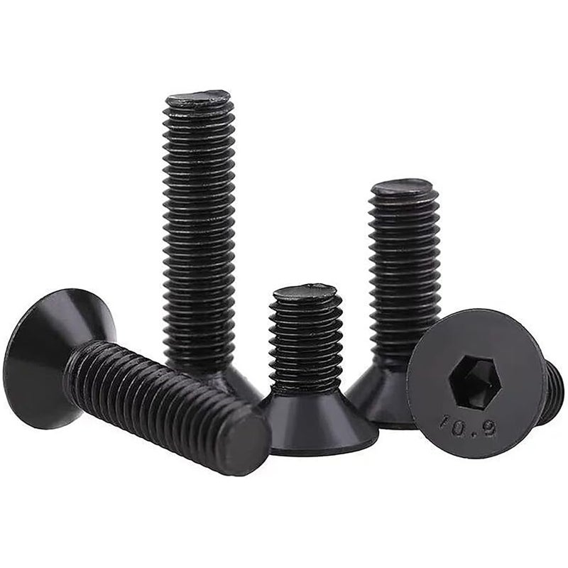 HanTof Set of 100 M5 X 8/12/16/20/30 Mm Hex Flat Head Screws with Allen Wrench, Grade 10.9 Alloy Steel with Black Oxide Finish, Full Thread with 0.8mm Pitch. - Image 2