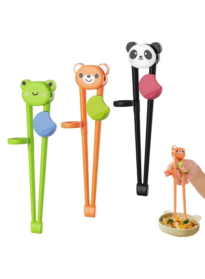 HANNEA® 3 Pairs Cartoon Kids Chopsticks, Reusable Training Chopsticks for Kids Toddlers, Food Grade, BPA-free Anti-slip Hinged Chopsticks Training Self-feeding for Beginners - Image 1