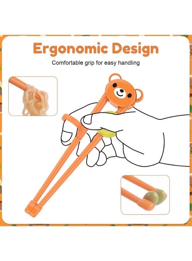 HANNEA® 3 Pairs Cartoon Kids Chopsticks, Reusable Training Chopsticks for Kids Toddlers, Food Grade, BPA-free Anti-slip Hinged Chopsticks Training Self-feeding for Beginners - Image 2