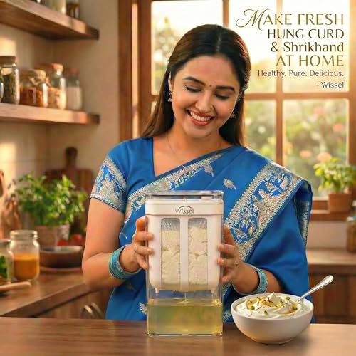 Wissel Paneer Maker and Hung Curd Maker for Homemade Thick Greek Yoghurt & Shrikhand | Stainless Steel Mesh Yogurt Strainer | BPA-Free Plastic Container Whey Separator | Kitchen Essentials - Image 5