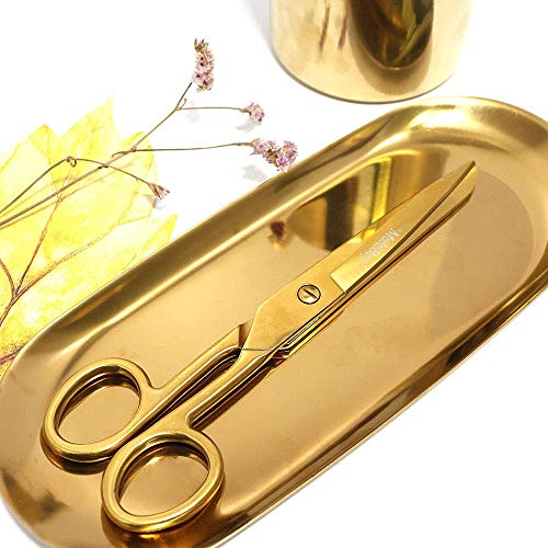 MultiBey Gold Scissors 7" Tailor Fabric Paper Cutting Tools Craft Scissors Shears Heavy Duty Copper Straight Recycled Home Office Scissors Cutter - Image 3